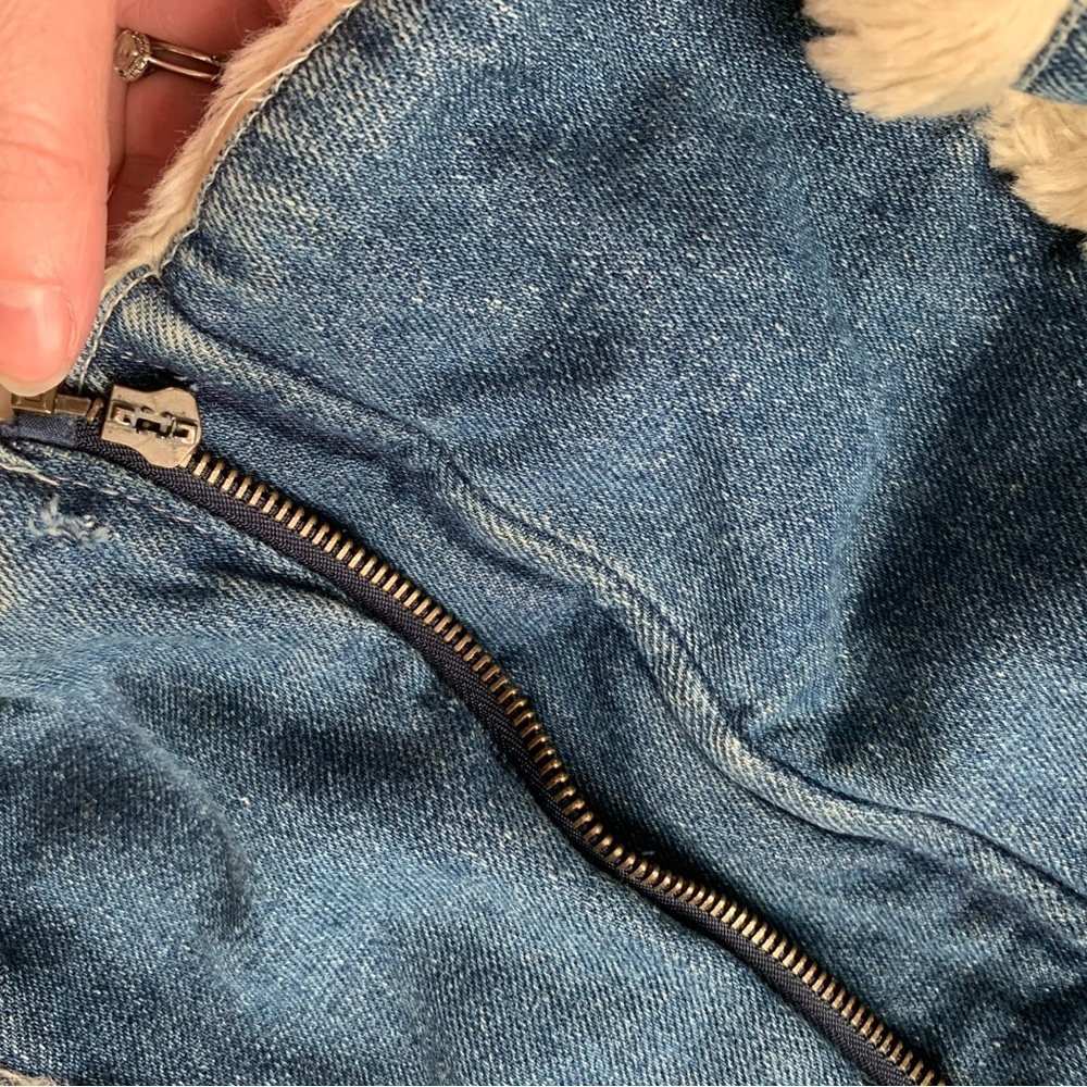 Big Chill Blue Denim vintage Jacket with Cream Faux Fur - Picture 7 of 13